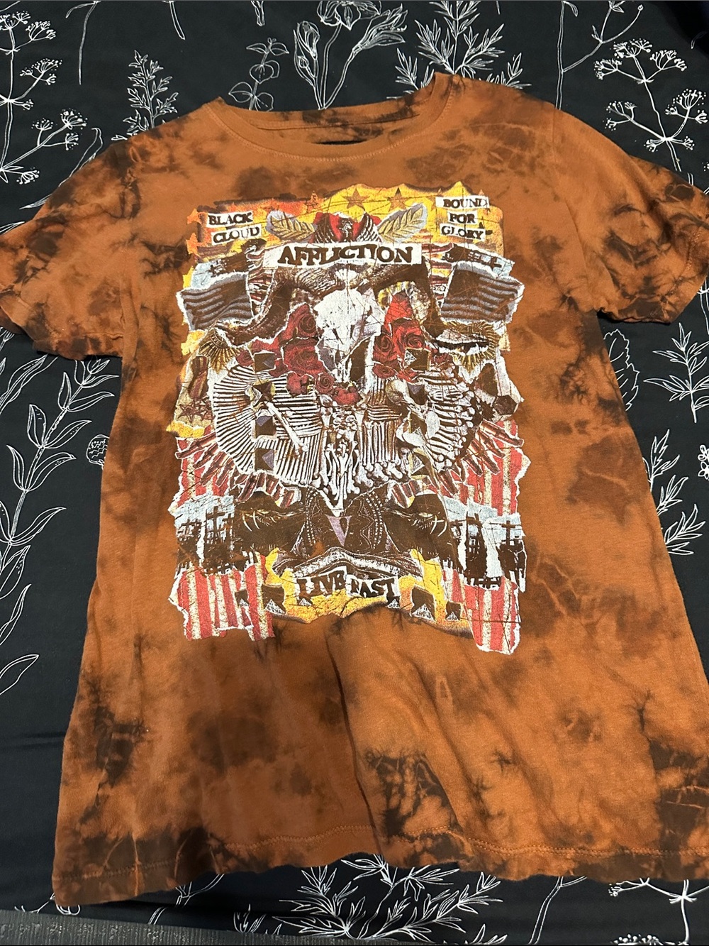Affliction Orange Tie-Dye Graphic Short Sleeve Tee